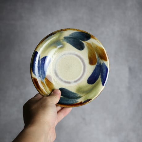 5寸皿1 三彩 双葉紋 やちむん 陶器 北窯 松田共司工房:7004006