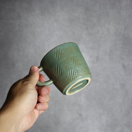 マグカップ1 鎬パターン グリーン やちむん 陶器 cerca:7025038