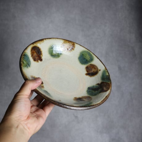 7寸皿2 三彩 点打 やちむん 陶器 榮一工房:7013019