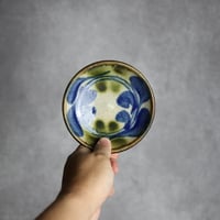 4寸皿 デイゴ 青 緑 やちむん 陶器 陶芸こまがた:7006082