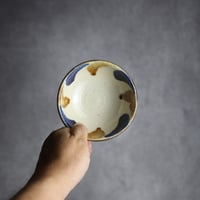 3.5寸鉢1 飴 呉須釉 波紋 やちむん 陶器 漂窯:7010029