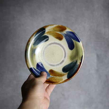 5寸皿1 三彩 双葉紋 やちむん 陶器 北窯 松田共司工房:7004006