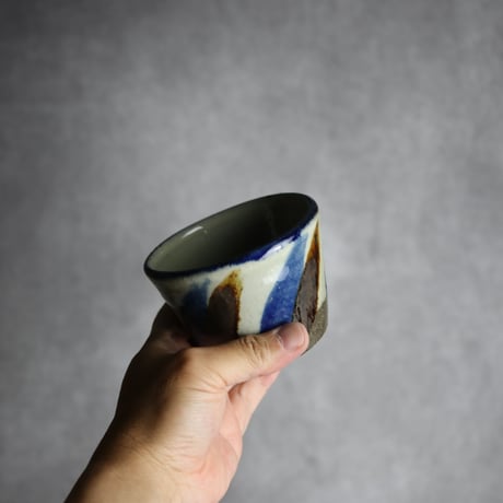 そばちょこ1 飴 呉須釉 線描 やちむん 陶器 漂窯:7010015