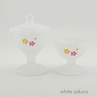くもりガラス仏茶器セット 010 ホワイト 桜模様 創価学会用仏具 ご飯入れ お水入れ 茶碗 SGI SOKA