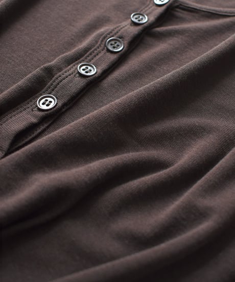 nh-tops-02629 Henley Neck Long T-Shirt Beige Brown Dark Gray