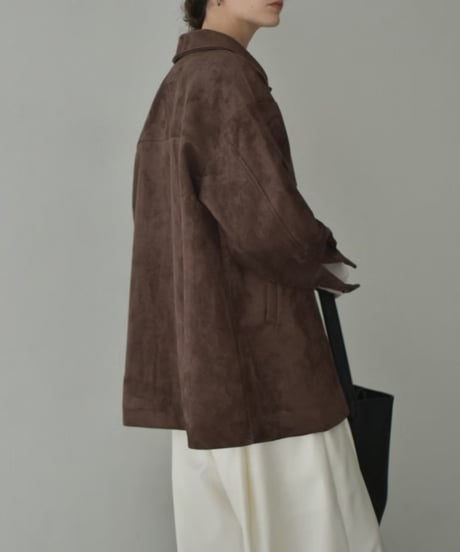 jacket-02024 Faux Suede Mid-Length Outer  Camel Brown
