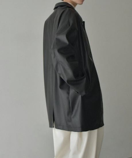 jacket-02025　Faux Leather Mid-Length Outer  Black