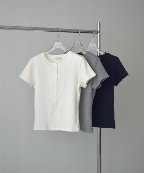 nh-tops-02625 Henley Neck Compact Tee Off White Gray Navy