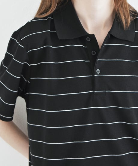 nh-tops-02624 Border Polo Top Black
