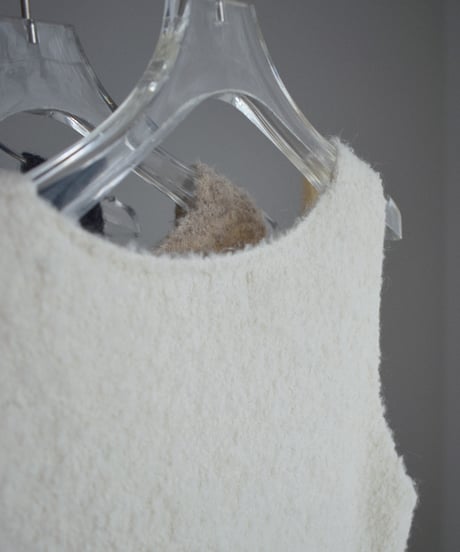 knit-02387  Bouclé Knit Vest  Ecru  Beige  Charcoal