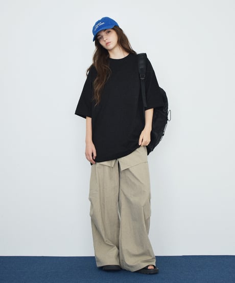 tops-02619U 8.1oz Oversized Plain T-Shirt White Black