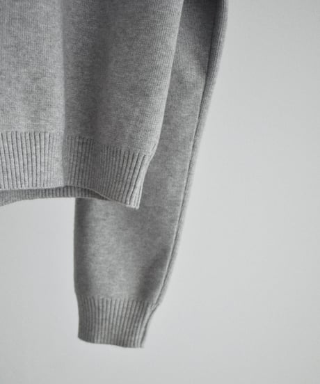 knit-02395 Crew Neck High-Gauge Knit Cardigan Gray Black