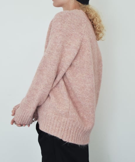 knit-02397 Over Knit Cardigan Pink Brown Blue Gray