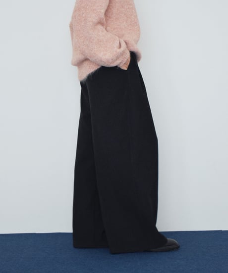 bottoms-02340 Relaxed Tuck Wide Pants 《2 Length Sizes》 Brown DarkGray