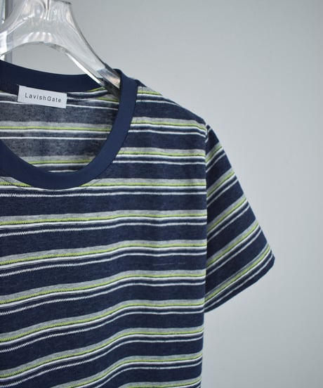 nh-tops-02628　 Multi-Stripe Loose T-Shirt　 Navy