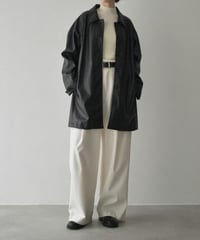 jacket-02025　Faux Leather Mid-Length Outer  Black