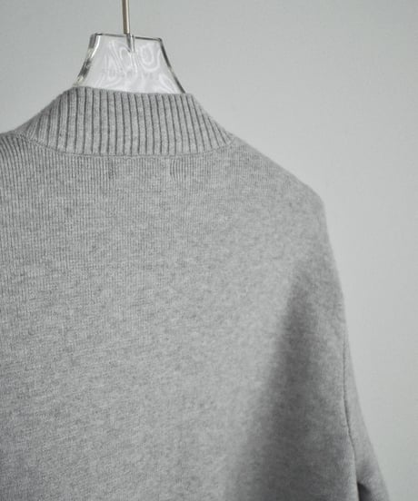 knit-02395 Crew Neck High-Gauge Knit Cardigan Gray Black