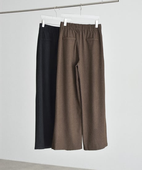 bottoms-02340 Relaxed Tuck Wide Pants 《2 Length Sizes》 Brown DarkGray