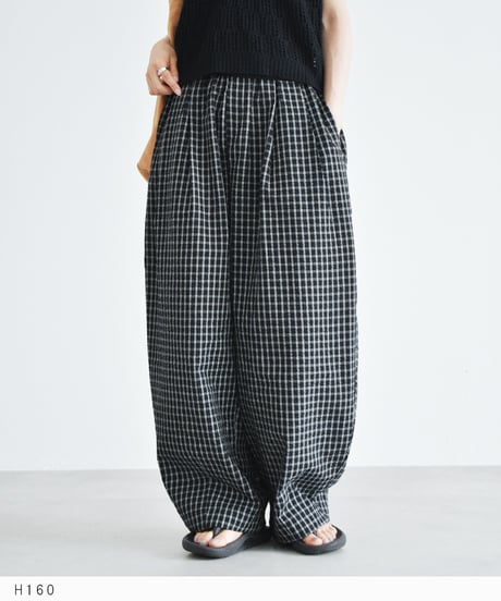 bottoms-02331 Checkered Volume Easy Pants Black