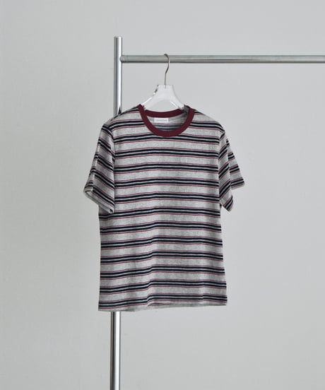 nh-tops-02627  Multi-Stripe Loose T-Shirt  Gray
