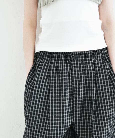 bottoms-02331 Checkered Volume Easy Pants Black