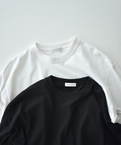 tops-02619U 8.1oz Oversized Plain T-Shirt White Black