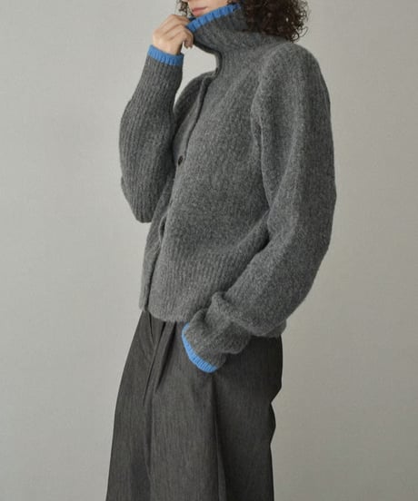 knit-02349　Bicolor High-neck Knit　Gray Brown