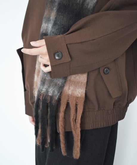 outer-02103 Wool Blend Raglan Zip Blouson Brown Black