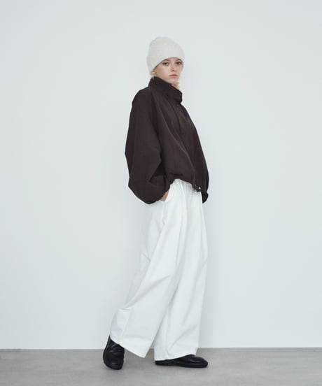 outer-02105 Stand Collar Balloon Blouson Ecru Brown Black