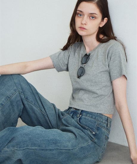 nh-tops-02462 　6.2 oz Cropped Compact Solid T-shirt White Gray Black Navy Pink Red