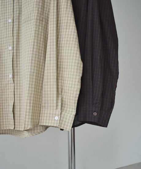 tops-02630 Checkered Overshirt Beige Brown