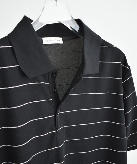 nh-tops-02624 Border Polo Top Black