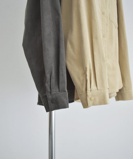 tops-02634 Corduroy Overshirt Beige Khaki