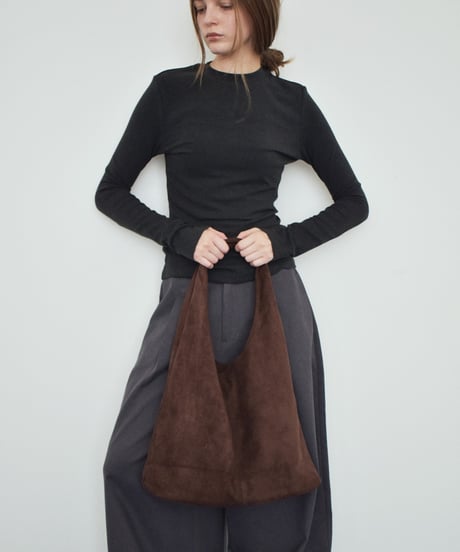 nh-bag2-02683 Fake Suede Tote Bag Camel Brown Black