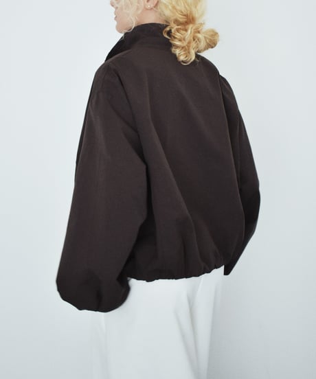 outer-02105 Stand Collar Balloon Blouson Ecru Brown Black