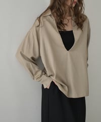 tops-12012　Skipper Shirt (Can be worn as a set) 　Mocha Beige Black