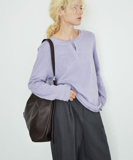 tops-02636 Cutoff Light Sweat Pullover Gray Black