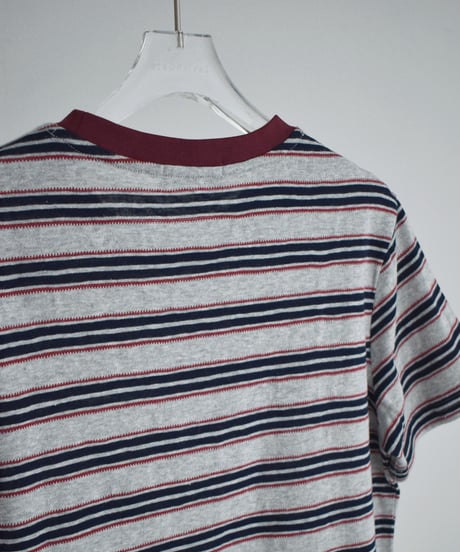 nh-tops-02627  Multi-Stripe Loose T-Shirt  Gray