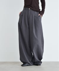 bottoms-02335 Hem tuck wide pants Beige Gray Black