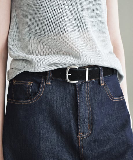 nh-belt-02042 Silver Buckle Suede Belt Brown Black