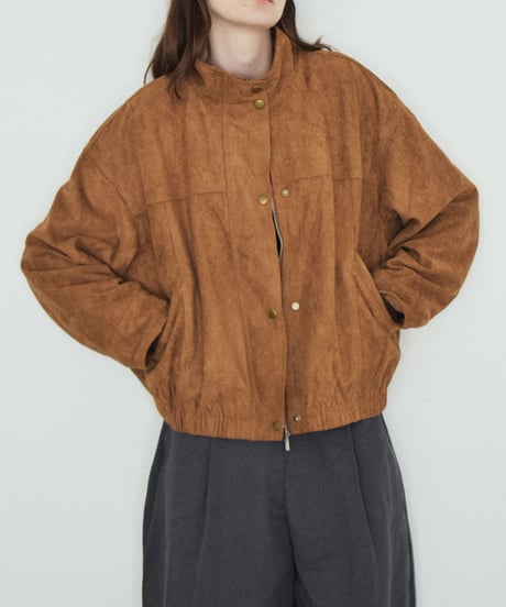 outer-02104 Suede-like Stand Blouson Camel Gray