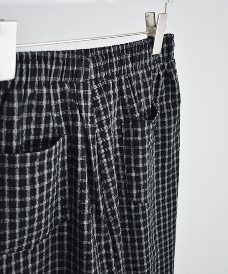bottoms-02331 Checkered Volume Easy Pants Black