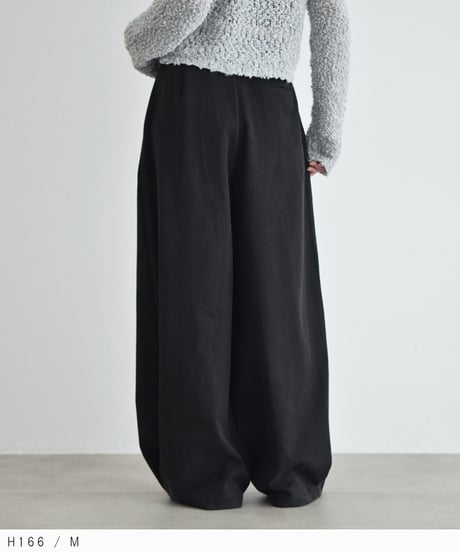 bottoms-02335 Hem tuck wide pants Beige Gray Black