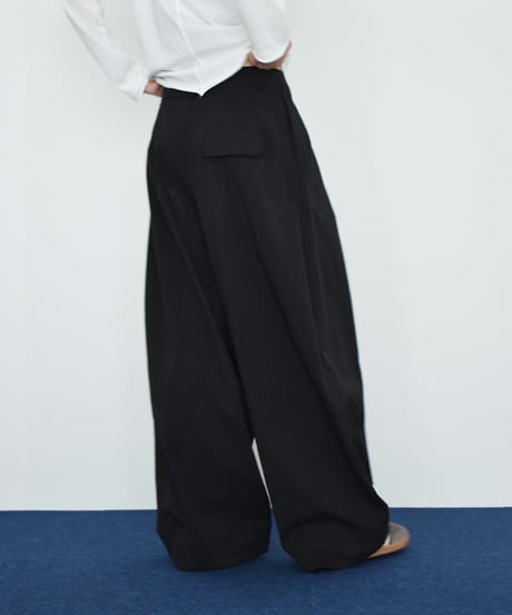 bottoms-02337 Waist Design Cocoon Pants Khaki Black