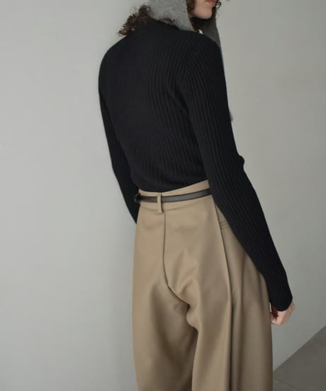 knit-02305　Ripple High Neck Knit  Ivory  Brown  Black