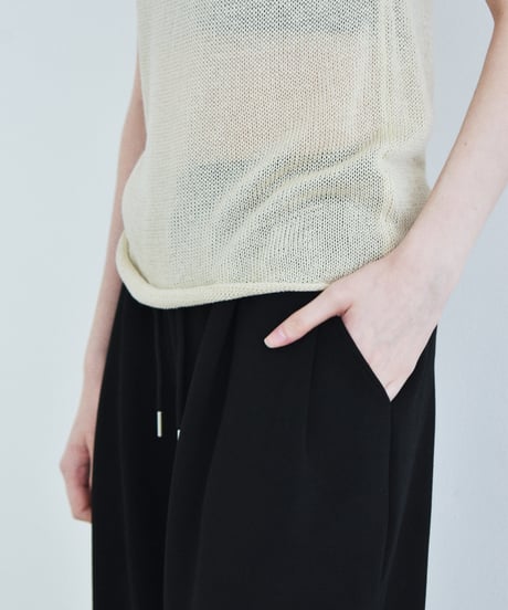 nh-knit-02385 Linen Blend Sleeveless Knit Top Ecru Beige Gray