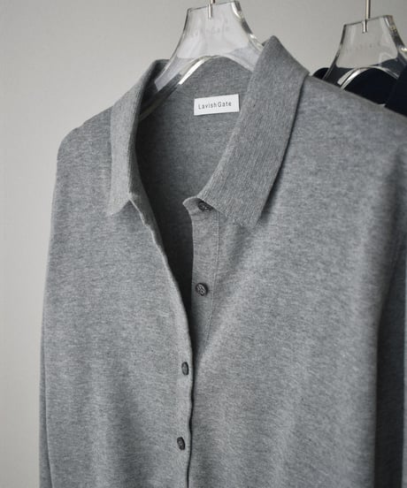 nh-knit-02398 Cotton Shirt Knit Navy Gray