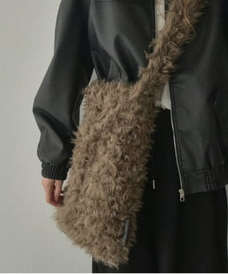 bag2-02665　Faux Fur Big Shoulder Bag　Brown
