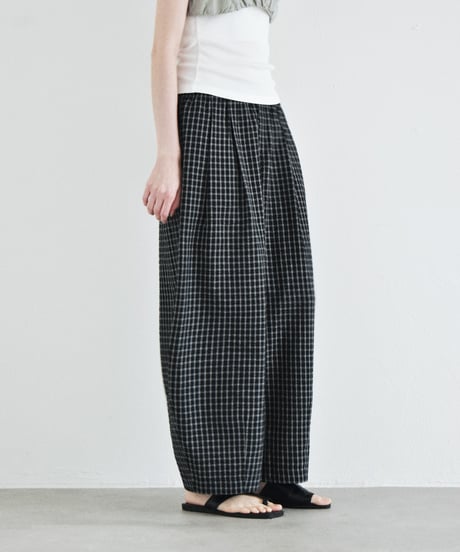 bottoms-02331 Checkered Volume Easy Pants Black
