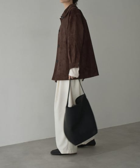 jacket-02024 Faux Suede Mid-Length Outer  Camel Brown
